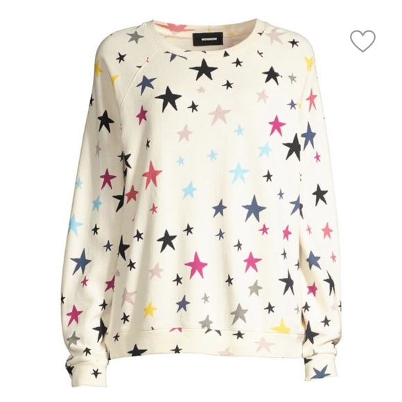 Monrow | Oversized Raglan Sleeve Multicolor Stars Sweatshirt - Picture 4 of 7